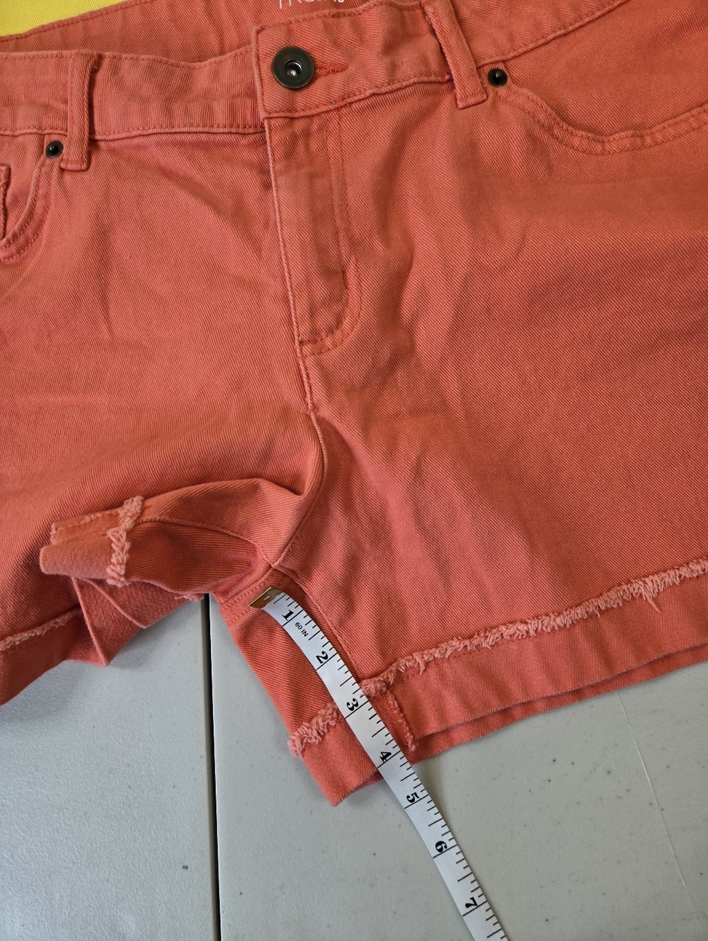 2 Time and Tru Denim Shorts Bundle Size 16 Yellow and Coral - Picture 7 of 11